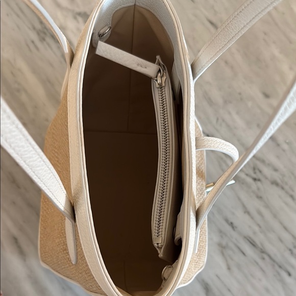 Liffner Sprout Tote Mini White and Beige Tote Bag with Crossbody Strap - Picture 3 of 6